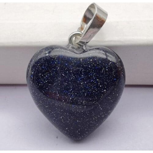 Natural Blue Sandstone Stone GEM Heart Pendant Lucky Jewelry S3026