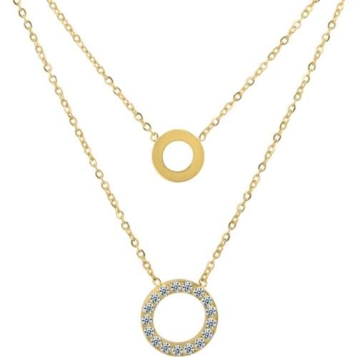 Multiple Layers Round Pendant Necklace For Women Gold Silver Collar Long Choker Necklace Zircon Crystal Collier Boho Jewelry