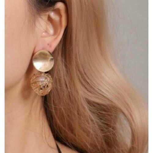 New Earrings Fashion Fashion Personality Retro Geometric Earrings Simple Woven Ball Earrings Hot Sell Accessories Wholesale