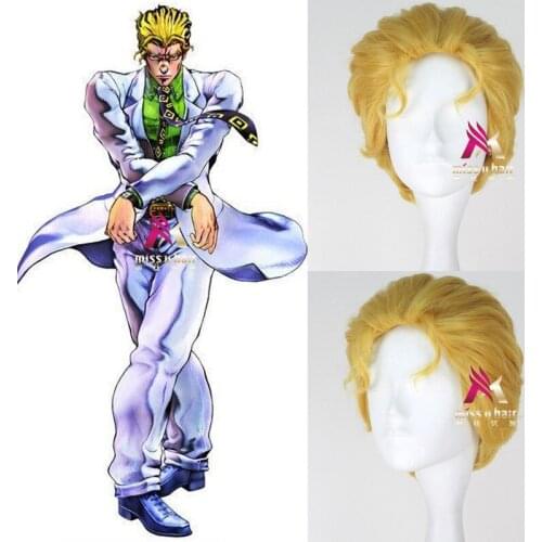 New Comic JoJos Bizarre Adventure Golden Wind Cosplay Wig Kira Yoshikage JoJo no Kimyou na Bouken Synthetic Hair +wig cap