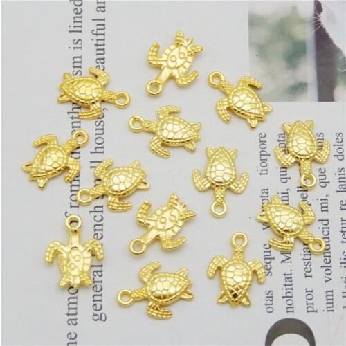 20PCS Sea Tortoise Charms Gold Alloy Pendant 12*16mm Golden Money Turtle Feng Shui Lucky Fortune Wealth Home Office Decor