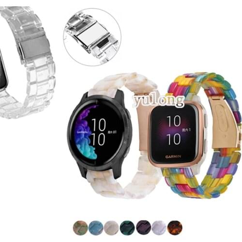 Transparent Resin Strap Band for Garmin Venu SQ Vivoactive 3 trainer music Smart Watch Repleacement 20mm Wrist band strap