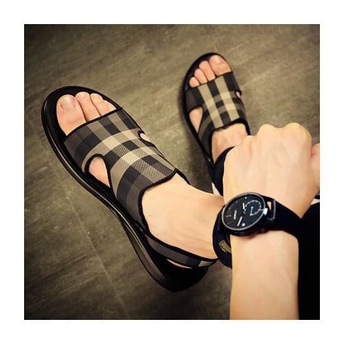 Topvivi sandals men beach slippers luxury brand fashion 2021 summer wear trendy gingham anti-skid outdoor casual slides for men