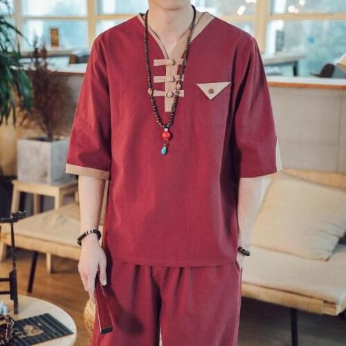 Traditioal Chinese Summer Mens Shirt Casual Blouse Linen Shirt Loose Tops Short Sleeve Camisa Masculina Hawaiian Shirt