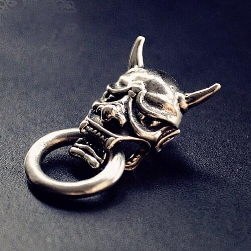 Vintage Handmade copper Japanese door god patron saint white Prajna Devil Biting ring Rivet Shank button Leather decorations