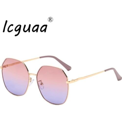 Vintage Sunglasses Metal Frame Square Sunglasses Polygon Eye Glasses Gradient Ocean Lens Eye Wear UV400 Sunglasses