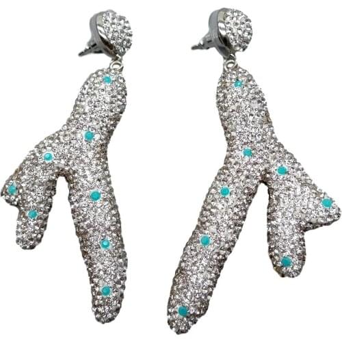 Y·YING white Cubic Zirconia pave tree Stud Earrings
