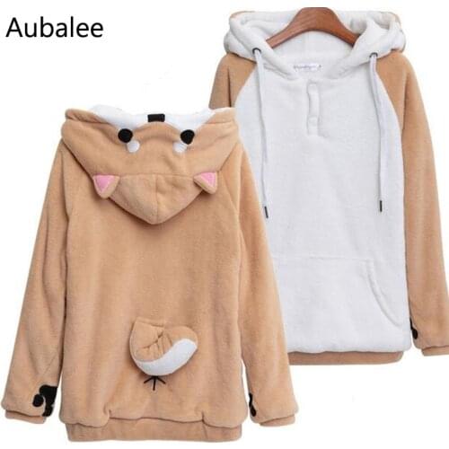 Japanese Shiba Inu Hoodie Anime Kawaii Women Sweatshirts With Ears Cute Muco Dog Pullover lovely Cartoon Winter Coat