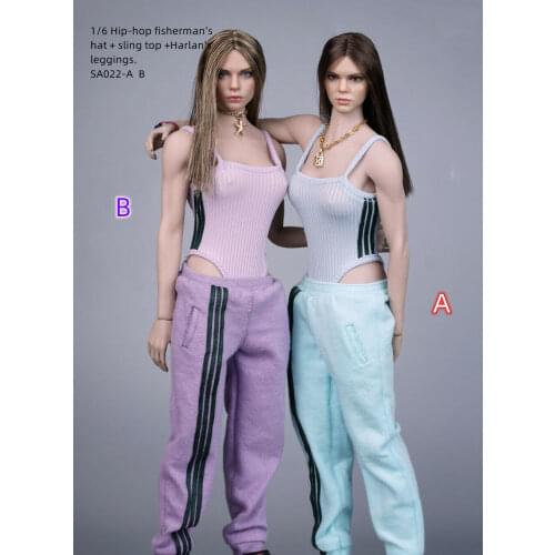 1/6th Female Soldier Hip-hop Fisherman Hat +Sling Top+harlan Legging Model