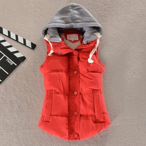 Women Fashion Vest Hooded Red Puffer Vest Sleeveless Plus Size 6xl Cotton Girls Big Size Jacket Female Casual Warm Short Coat