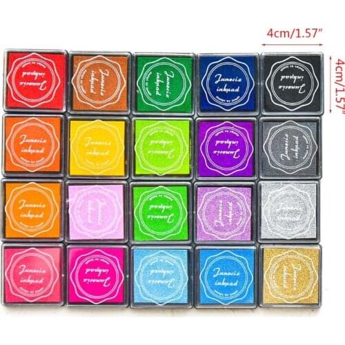 1 Set 20 Colors Craft Ink Stamp Pads Pigment Inkpad for DIY Craft Scrapbooking Finger Paint Ink Pad Set Kids Gift