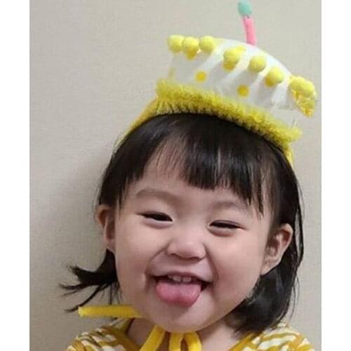 1PC Children Birthday Party Cap Birthday Cake Hat Creative Cap Party Supplies For Kids Children Boys Girls (For 1-8 Years Olds)