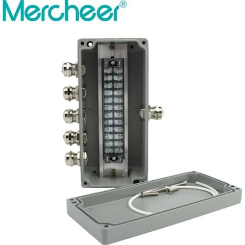 1 inlet 5 outlet 175*80*58mm waterproof aluminum box case aluminium alloy junction box with 11p 10A 600V terminal and m16 gland