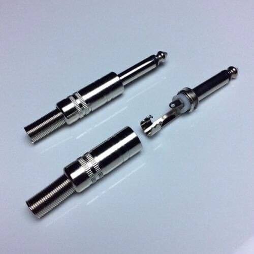 10pcs metal 6.35mm Mono Plug With Spring Cable Protector Solder connector