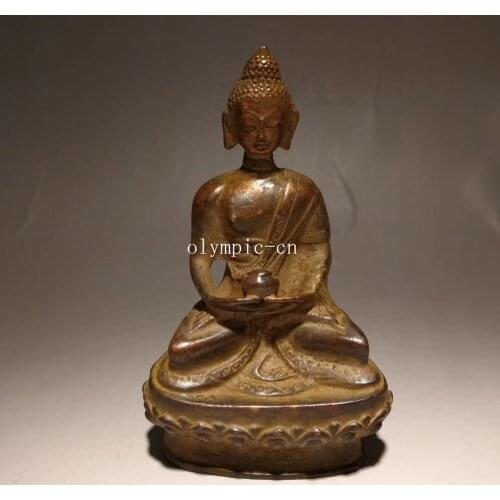 10CM old bronze copper carved buddhism Bhaisajyaguru Medicine Buddha Sakyamuni