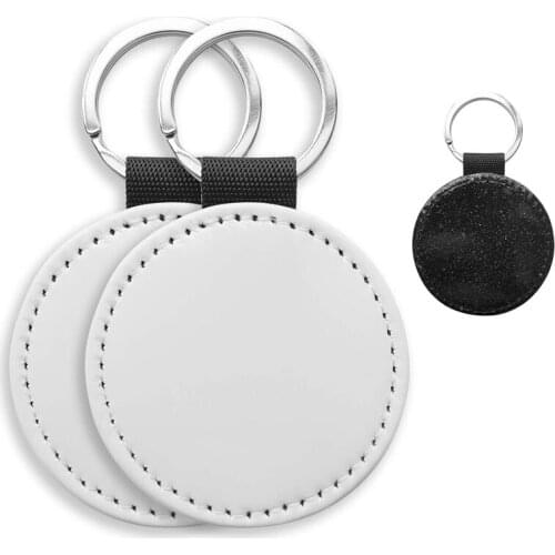 10 Pack Sublimation Blanks Keychain Glitter PU Leather Keychain DIY Heat Transfer Keyring