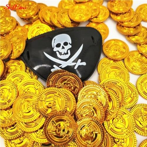 100Pcs 2.5cm Pirates Gold Coins Plastic Game Coin For Kid Party Supplies Treasure Coins Christmas Decoration 5Z