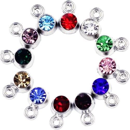 Pendant Crystal Birthstone Cz Rhinestones Zinc Metal Charms Birthday Handmade For Women Men Jewelry DIY Making Finding 9x5mm