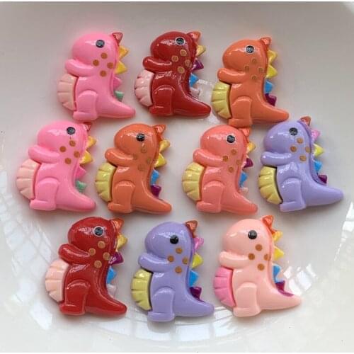 20pcs Cute dinosaur cartoon animal modeling resin flat back hairpin decoration DIY scrapbook decoration kawaii resin flatback