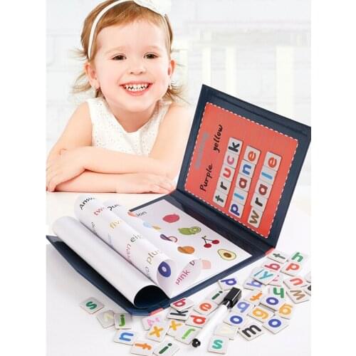 3D Wooden Magnetic Puzzle Toys English Spelling Color Number Cognition Book With Pen Education Learning Toys for Children Gifts