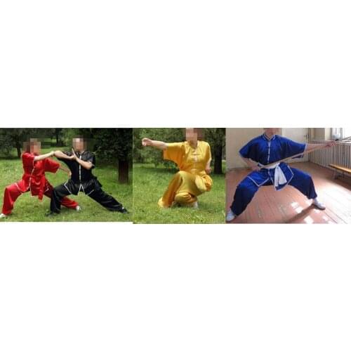 4colors black/blue/yellow/red UNISEX Kids&adults martial arts short sleeves suits kung fu uniforms ai chi clothing sets clothes