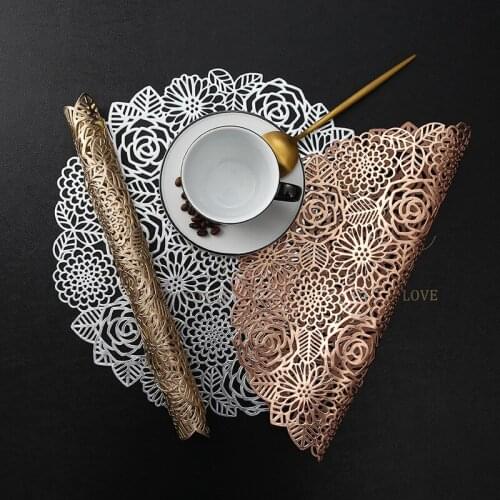 4pcs Placemats For Kitchen Table Round Embroidery/Lace Nordic Style Non-slip Heat Insulation Furniture mat Coffee Cup Mats 38cm