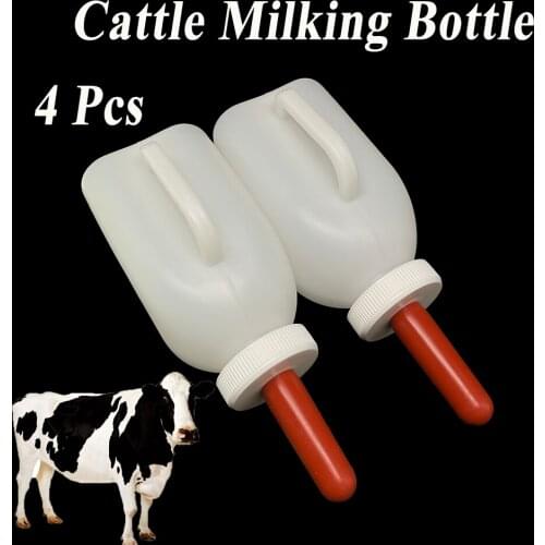 4PCS Quality Calf Milking Nursing Bottle Feeding Feeder Plastic 1L Durable Nipple Vertical Veterinary Tools Supplies Cow Cattle