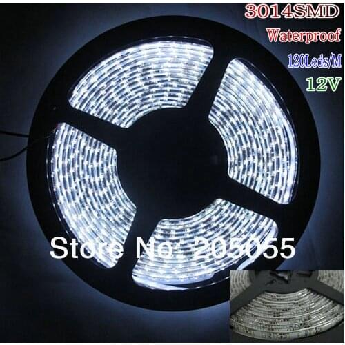 5M 8mm 16.4FT High Bright 3014 LED 600 SMD 120leds/M LED Strip DC12V Waterproof -White
