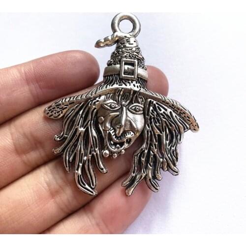 New 6pcs Halloween Witch Charms Tibetan Silver Color Pendant Making For Diy Handmade Aesthetics Accessories Crafts Women Gifts