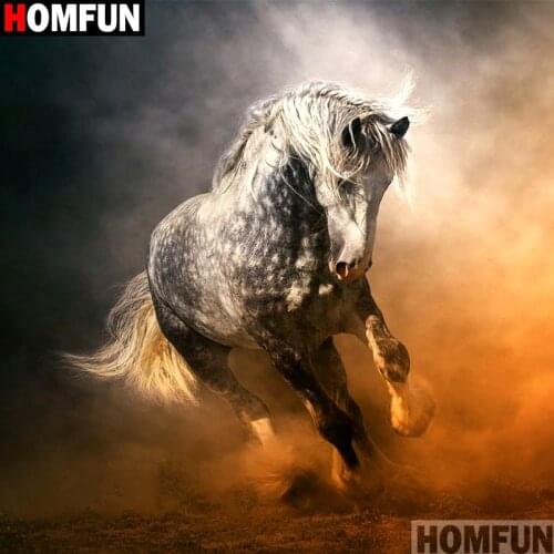 HOMFUN Full Square/Round Drill 5D DIY Diamond Painting "Animal horse" 3D Embroidery Cross Stitch 5D Decor Gift A13495