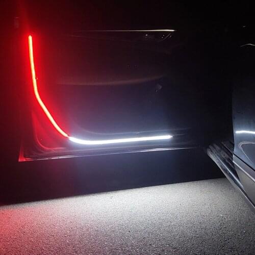 Car Interior Door Welcome Light LED Safety Warning Strobe Signal Lamp Strip 120cm Waterproof 12V Auto Decorative Ambient Lights