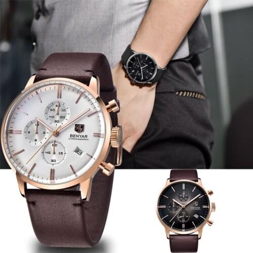 BENYAR Mens Watches Casual Fashion Brand Gold / Military / Sports / Watch Top Luxury Mens Quartz Clock Time Relogio Masculino