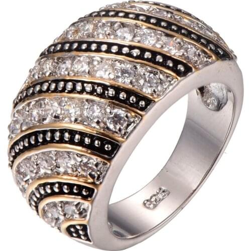 Factory price multi White Crystal Zircon 925 sterling silver Fashion Design Charm Ring Size 6 7 8 9 10 F1320