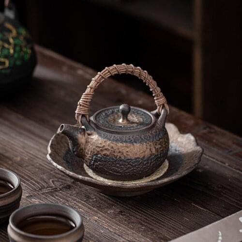 Flower Mouth Tea Tray Japanese Gilding Iron Glazed Pad Clay Teapots Saucer Ceramic Tea Table Kung Fu Tea Ceremony Tea Cake Tray