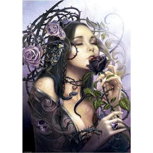 Flower woman diamond painting black rose rhinestone embroidery picture mosaic sticker toys diamond tapestry poster wall paper