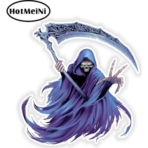 HotMeiNi 13*13.8cm 3D Car Sticker Grim Reaper Skull for Helmet Gas Tank Truck Bumper JDM Decals Styling Accessories