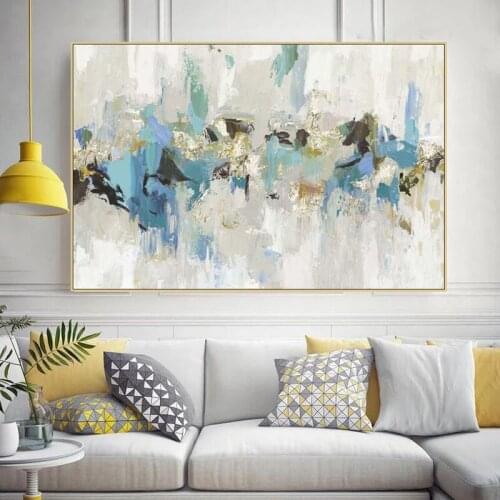 Gold Leaf Picture Art Hand Painted Modern Abstract Oil Painting On Canvas Wall Art For Living Room Home Decoration No Framed