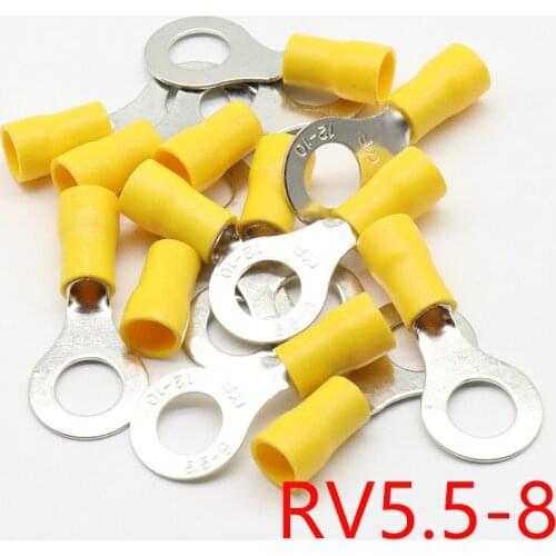 RV5.5-8 Yellow Ring insulated terminal suit 4-6mm2 Cable Wire Connector cable Crimp Terminal 50PCS/Pack RV5-8 RV