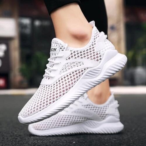 Mens Shoes Trend Large Size Mesh Breathable Sports Casual Sneakers Thin Section Hollow Single Mesh Shoes 2021 New Summer
