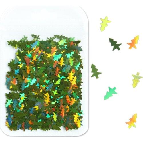 2g Holographic Nail Glitter Sequins 3D Laser Silver Rose Gold Slices Winter Christmas Tree Design Flakes DIY Nail Art Decoration