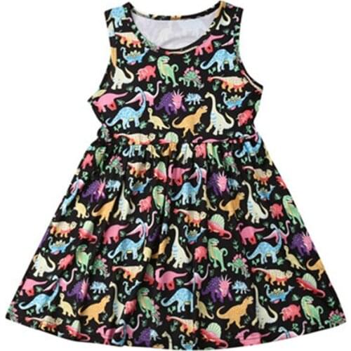 Summer Sweet Dinosaur Newborn Kids Baby Girls Cotton Sleeveless Dress Sundress Summer Kids Dresses For Girls Sleeveless O-neck