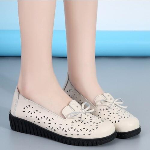 CAGILKZEL 2021 summer breathable fashion ladies print cute flat shoes one-step pull-on hollow flat shoes