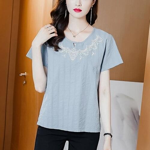 Long Sleeve summer Women Blouse Shirt Fashion 2021 cotton Embroidery Womens Clothing Sweet O-neck floral Feminine Tops Blusas