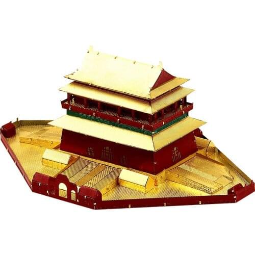 Microworld 3D metal Puzzle Beijing Bell and Drum Towers Model J032 DIY 3D laser cutting Jigsaw puzzle model Nano Puzzle Toys