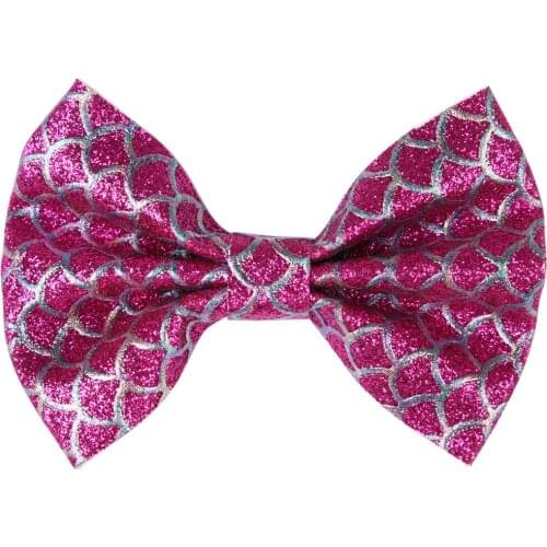 12pcs/set Girls Big Bows Clips Fashion Shiny Princess Mermaid Printed 4 Inch Hairbow Children Barrette Kids Hairgrips PU Bow