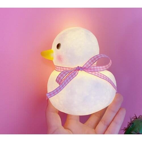 Cute Cartoon Rabbit Duck Night Light LED Bedroom Bedside Decoration Student Dormitory Romantic Creative Small Lamp Funny Gift