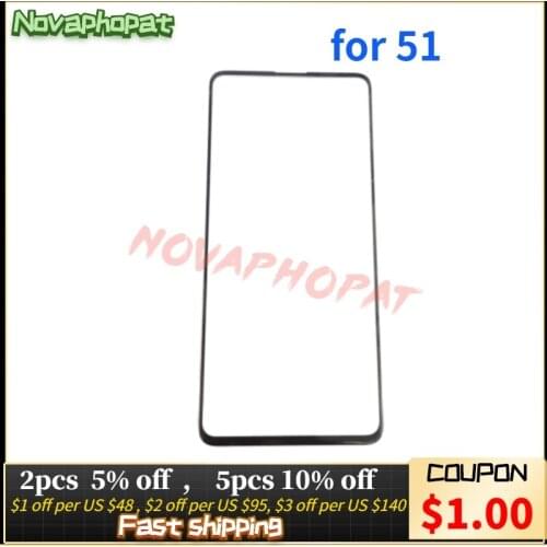 Novaphopat 20Pcs/Lot A515F Front Glass Panel For Samsung A51 Outer Glass Lens Screen Replacement (Not Touch Sensor )