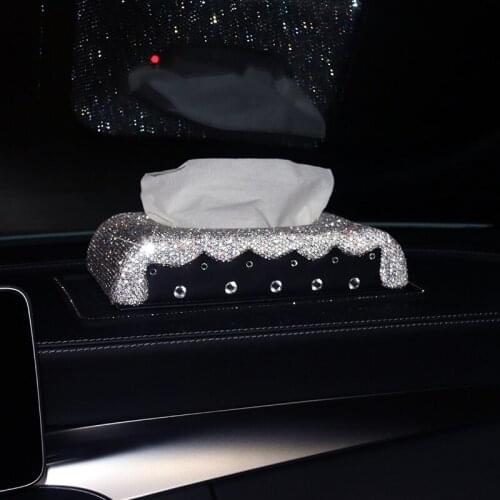 New Luxury Pearls Car Tissue Box Crystal Diamond Block type Tissue Boxes Holder for Paper Towel Cover Case Car Styling