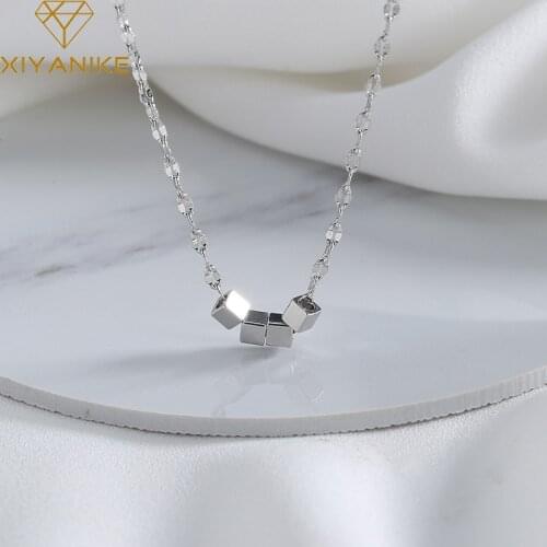 XIYANIKE 925 Sterling Silver 2021 New Cube Clavicle Chain Necklace For Women Sweet Romantic Adjustable Wholesale Joias Casamento