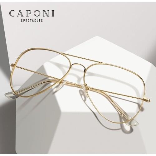 CAPONI Anti Blue Glasses Frame Fashion Avation Girls Eyeglasses Blue Light Blocking Clear Computer Glasses For Women JF3025